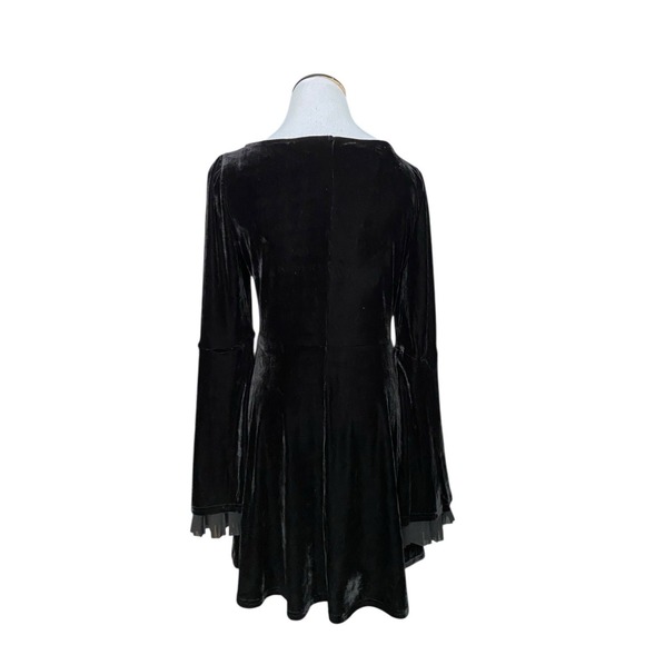 Killstar Black Velvet Romantic Goth Long Flared Sleeve Dress Size L Vamp Witchy - Picture 7 of 12